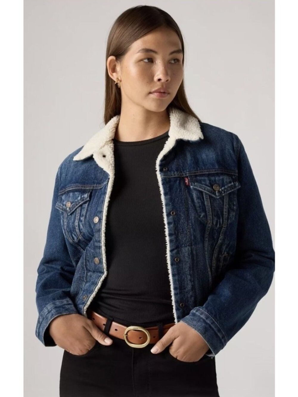 Levi's Original Sherpa Lined Trucker Jacket Women's Sz S Blue Denim 36137-0018